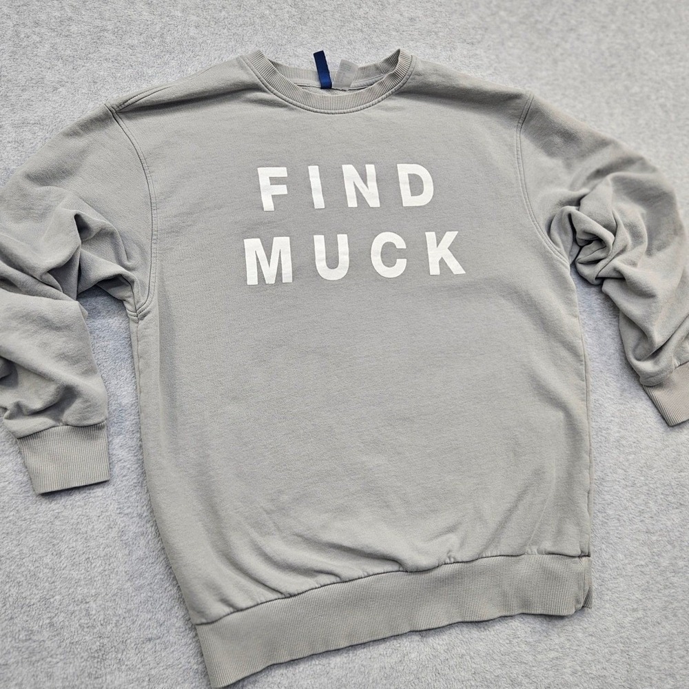 Y2K Grunge Whimsy FIND MUCK H&M Divided Gray Sweatshirt Size M 100% Cotton
